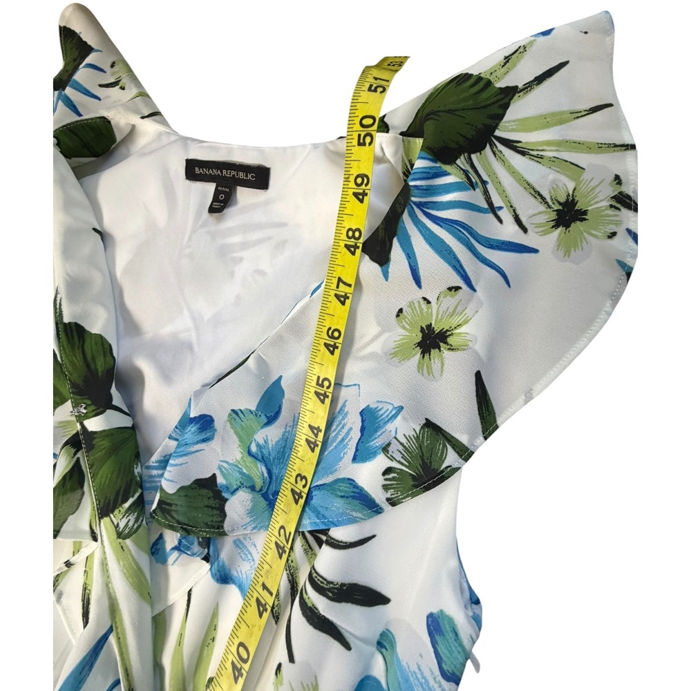 Banana Republic Floral Wrap Maxi Dress Size 0 Petite Coastal Coquette Ruffle - Picture 6 of 10